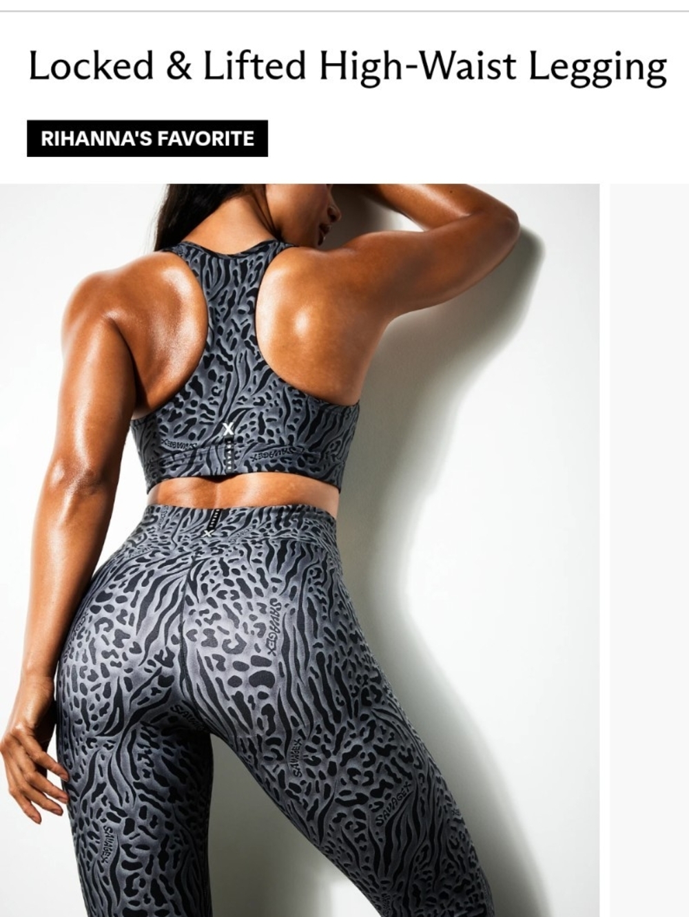 High-Waist Sculpting Legging And Top in Gray Animal Print — Rihanna's Favorite